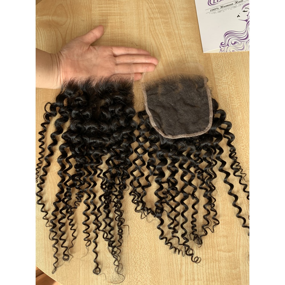 4x4 hd lace closure jerry curly hair style indian virgin human hair 