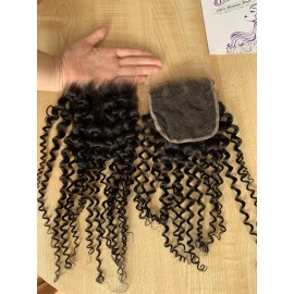 4x4 hd lace closure jerry curly hair style indian virgin human hair