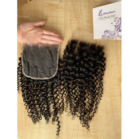 Indian virgin human hair 5x5 hd lace closure jerry curly style