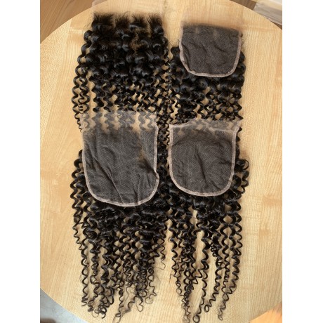 Indian virgin human hair 5x5 hd lace closure jerry curly style