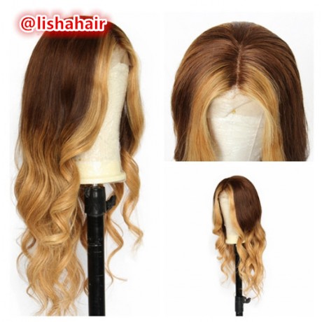 customize Colored 13x4 transparent Lace Front Human Hair Wigs wavy Brazilian Remy Human Hair Pre-Plucked Hairline LS9304