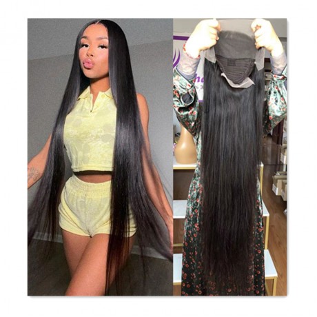 40 inch long silky straight and body wave virgin human hair 13x4 transparent lace frontal wig preplucked hairline 180% density