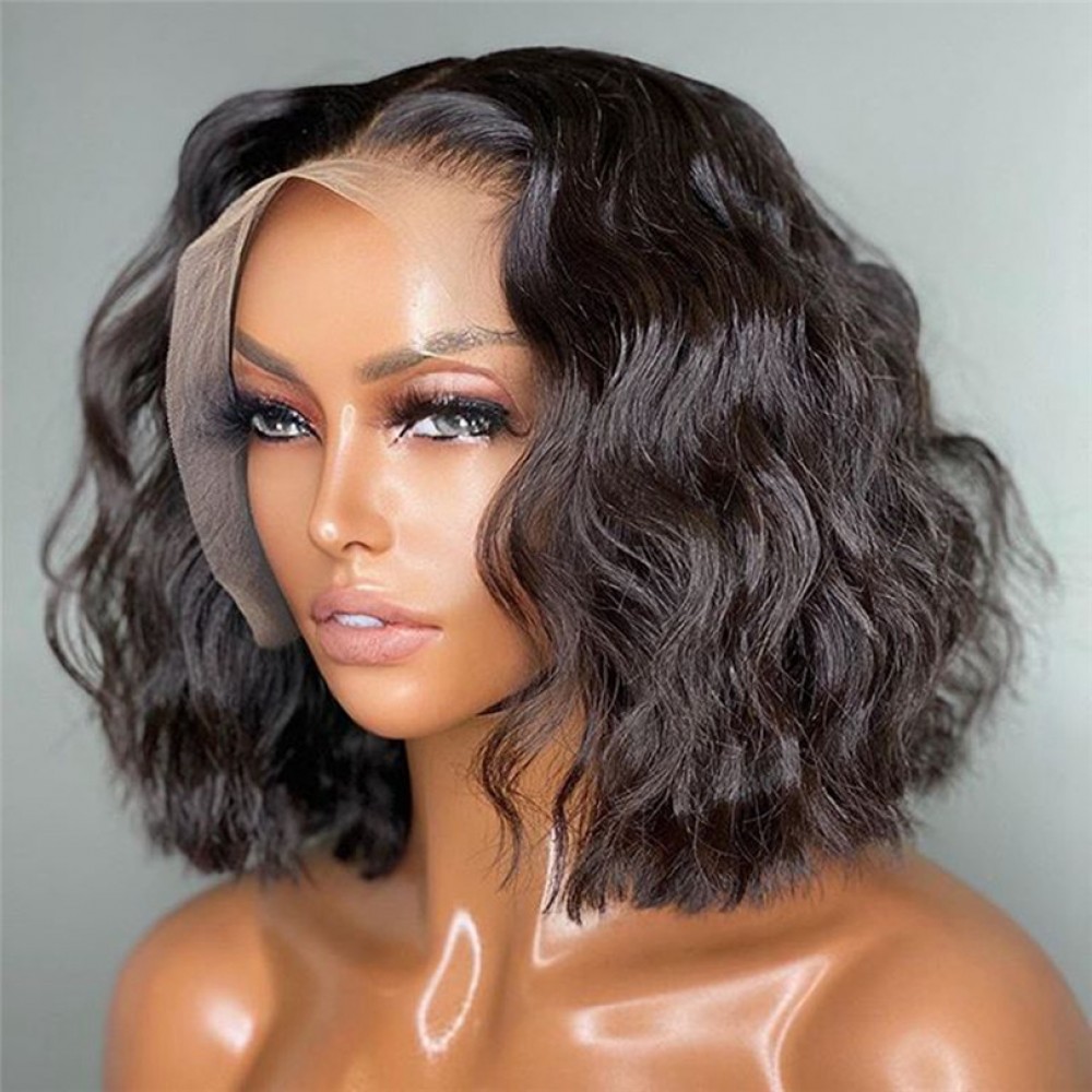 Wavy Short Bob Lace Front Human Hair Wigs Remy Brazilian Lace Frontal Wig Pre Plucked Wavy Short Bob Lace Front Human Hair Wigs Remy Brazilian Lace Frontal Wig Pre Plucked