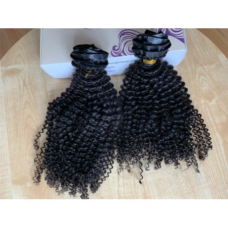 Seamless PU Clip In Hair Extensions Afro Kinky Curly Clip Ins 100% Human Hair Extensions For Black Women