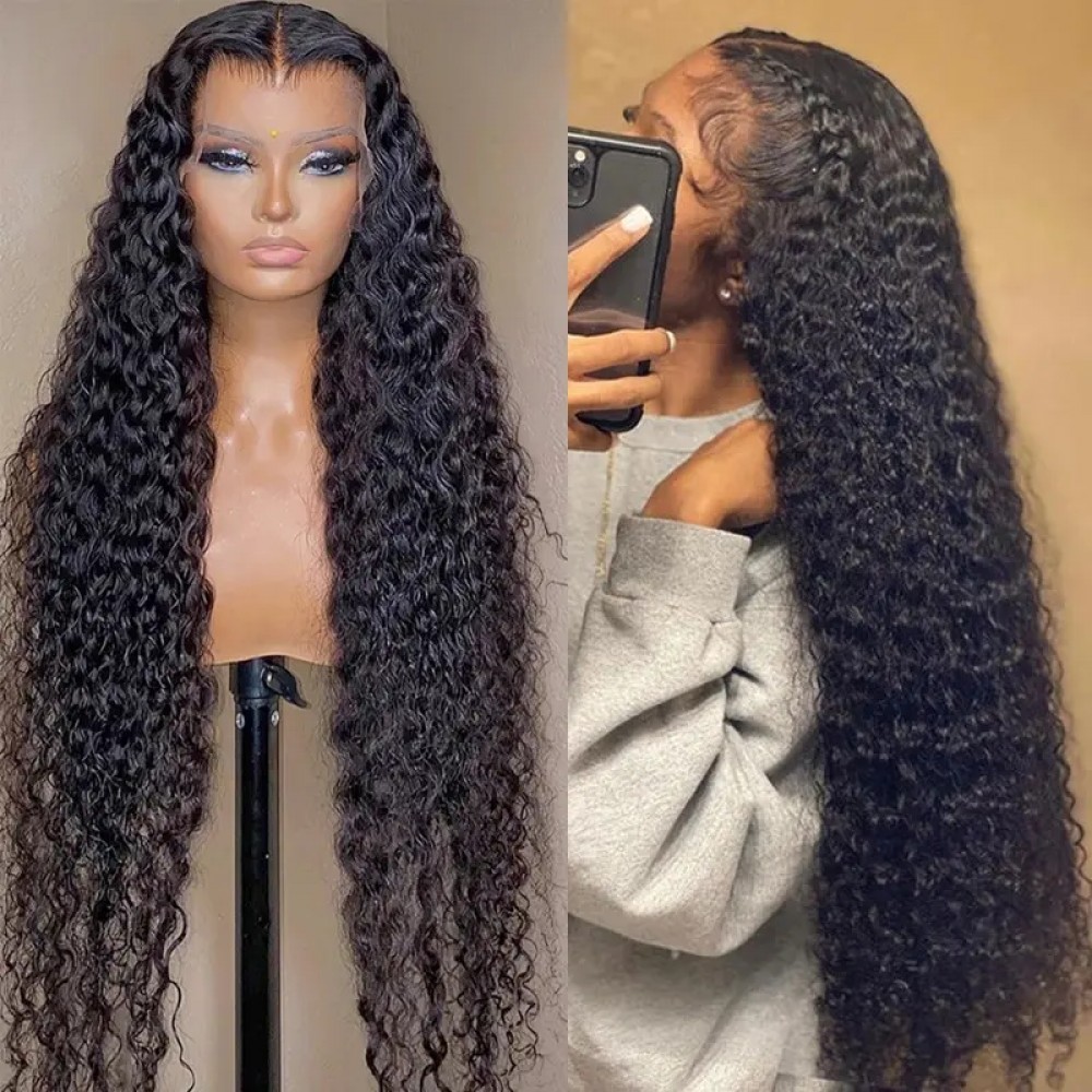 Lishahair pineapple curly 13x4 HD lace frontal wig 180% density pre plucked hairline 30inch hair long 