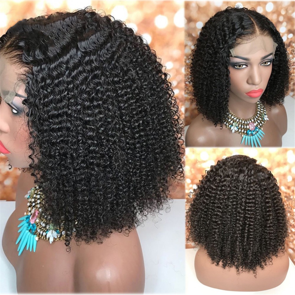 4x4 transparent Lace closure wig 180% density pre plucked hairline with baby hair bleached knots kinky curly style 4x4 transparent Lace closure wig 180% density pre plucked hairline with baby hair bleached knots kinky curly style