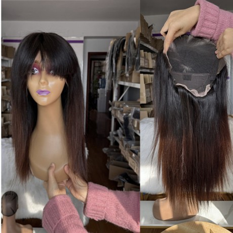 1b 4 ombre two tone color 13x4 hd lace frontal wig with straight bang 200% density 