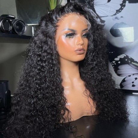 180% density virgin brazilian human hair natural water wave style lace front wigs preplucked hairline LS1271