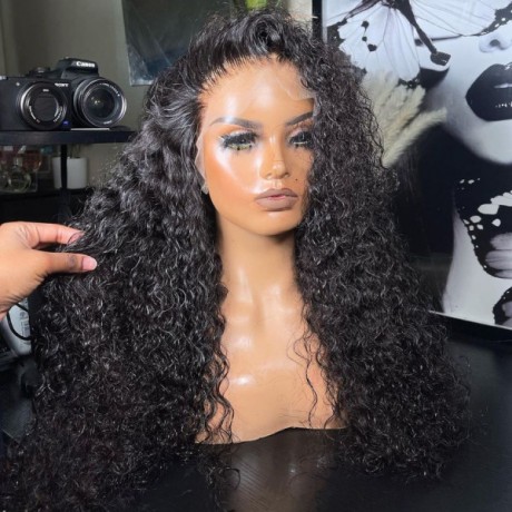 180% density virgin brazilian human hair natural water wave style lace front wigs preplucked hairline LS1271