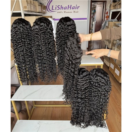 13x4 HD lace frontal wig water wave texture 180% density