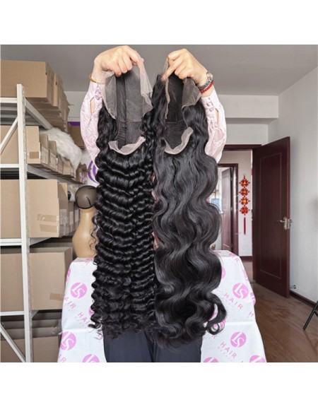 13x6 transparent lace full frontal wig virgin human hair straight /body wave/deep wave texture 14-40inch