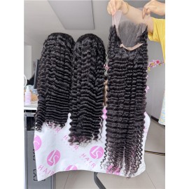 200% density Deep wave 13x6 transparent lace frontal wig Indian virgin human hair