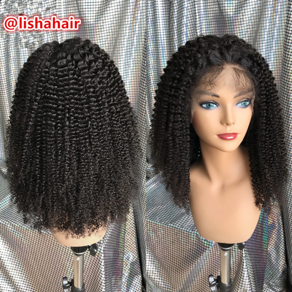brazilian human hair kinky curly style lace front wig with baby hair for black women LS8221 brazilian human hair kinky curly style lace front wig with baby hair for black women LS8221
