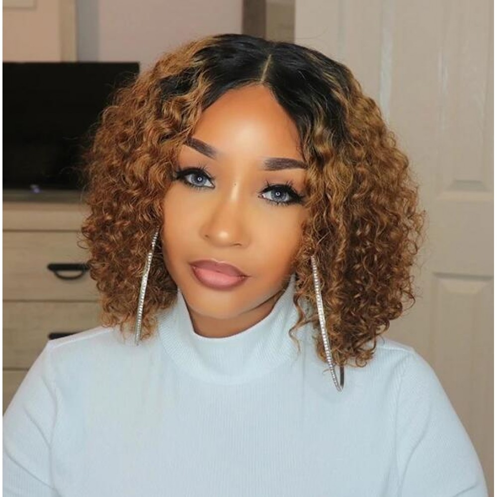 Dark roots 1b 30 ombre curly bob virgin human hair lace front wigs LS1152 Dark roots 1b 30 ombre curly bob virgin human hair lace front wigs LS1152