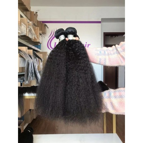 10A+ Indian Virgin Human hair  Kinky Straight Bundles Natural Color Hair Weave 3pcs