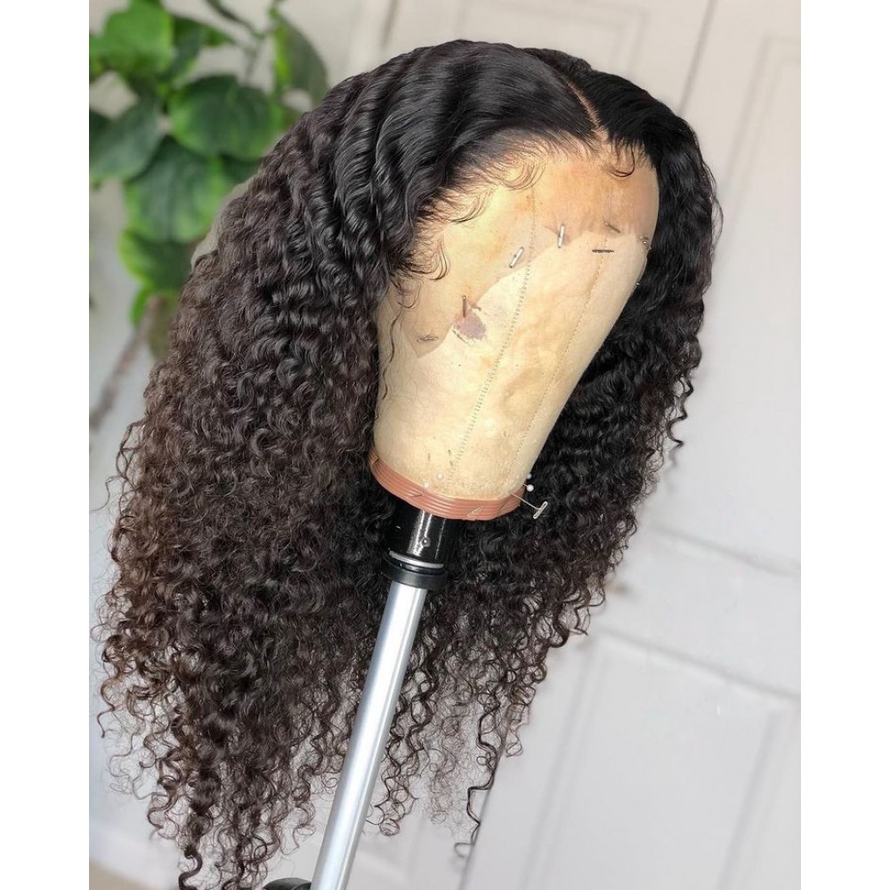 Curly style virgin human hair 130 Density Pre Plucked Glueless Lace Front Human Hair Wig with babyhair LS11291 Curly style virgin human hair 130 Density Pre Plucked Glueless Lace Front Human Hair Wig with babyhair LS11291