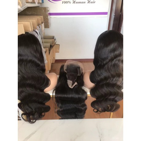 Body wave 13x4 hd lace front wigs pre plucked hairline virgin human hair 180% density