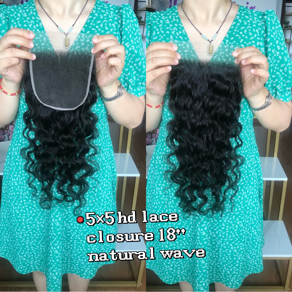 5x5 hd lace closure natural water wave texture indian virgin human hair 