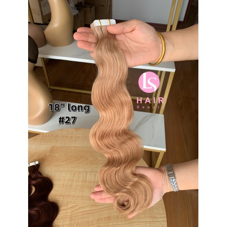 Indian virgin human hair Tape in extensions color 27 vs color 33