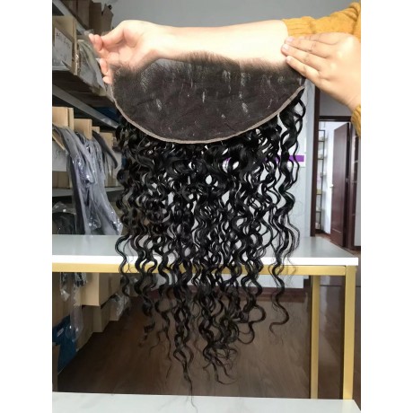 13x6 hd Lace Frontal Closure  natural water wave style small knots With Baby Hair