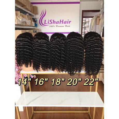 180% density lace front wigs Deep wave virgin Indian human hair 10''-30''