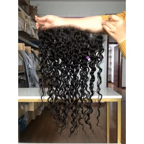 13x6 hd Lace Frontal Closure  natural water wave style small knots With Baby Hair