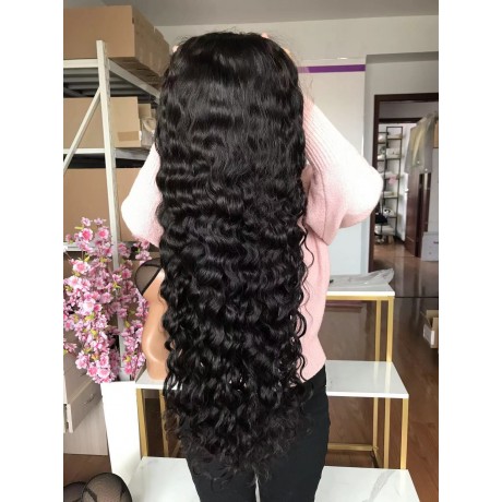 24inch Water wave HD Lace Wig  250% Density 13x4 Brazilian hd Lace Front Human Hair Wigs 24inch Pre Plucked