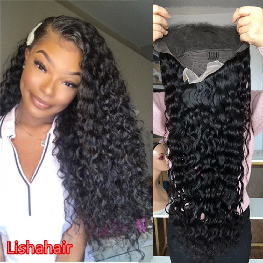 24inch Water wave HD Lace Wig  250% Density 13x4 Brazilian hd Lace Front Human Hair Wigs 24inch Pre Plucked