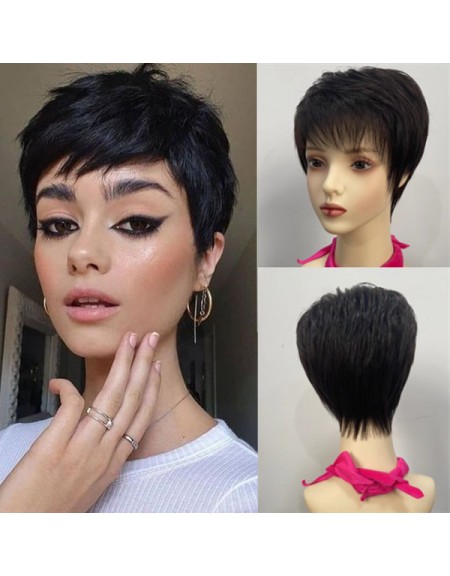 Silk top glueless wig  pixie cut hairstyle quality raw virgin human hair 