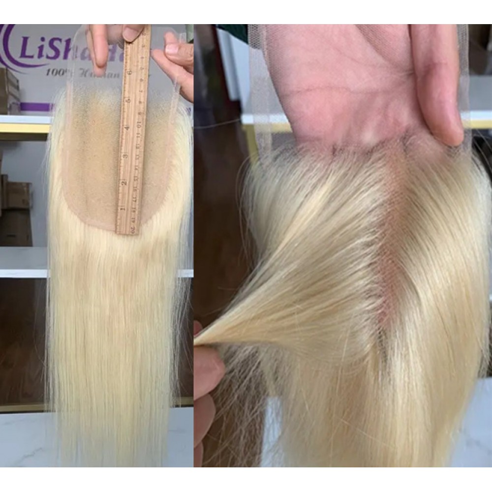 5x5 hd lace closure 613 blonde color Indian virgin human hair 