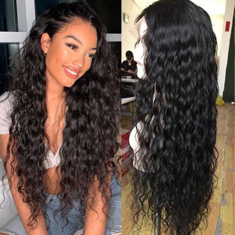 150% density virgin brazilian human hair natural water wave style lace front wigs preplucked hairline LS1271 150% density virgin brazilian human hair natural water wave style lace front wigs preplucked hairline LS1271
