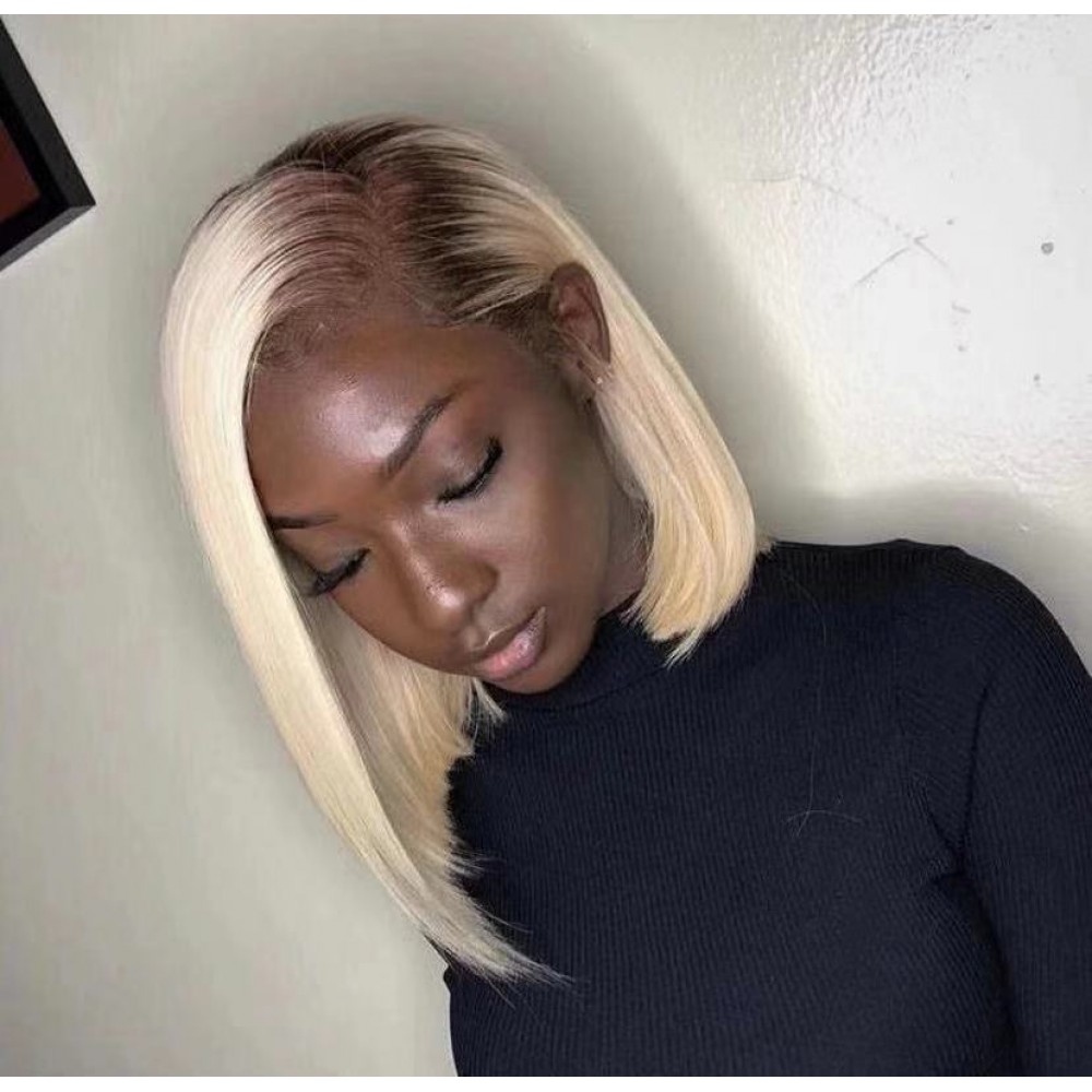 Brown blonde 6/613 dark roots ombre blonde Bob Lace Front Wigs PrePlucked hairline Brown blonde 6/613 dark roots ombre blonde Bob Lace Front Wigs PrePlucked hairline