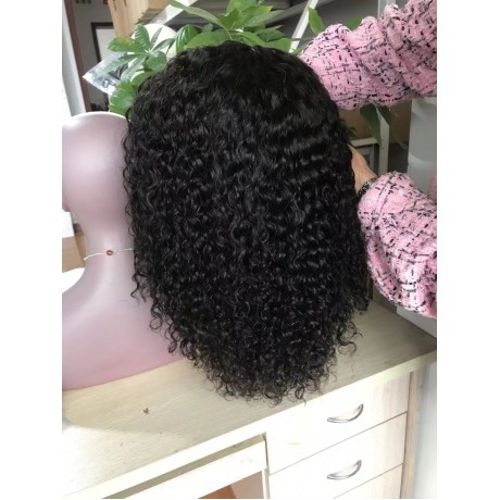 250% density 5x5 HD lace closure bob wig water wave curly style 14inch