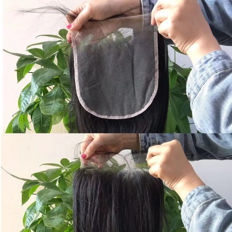  6x6 transparent Lace Closure Silky Straight / Body wave  Lace Closure preplucked hairline fedex free shipping