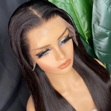 180% density 13x4 HD Lace Front Wigs Silky Straight Brazilian Virgin remy human Hair pre plucked hairline