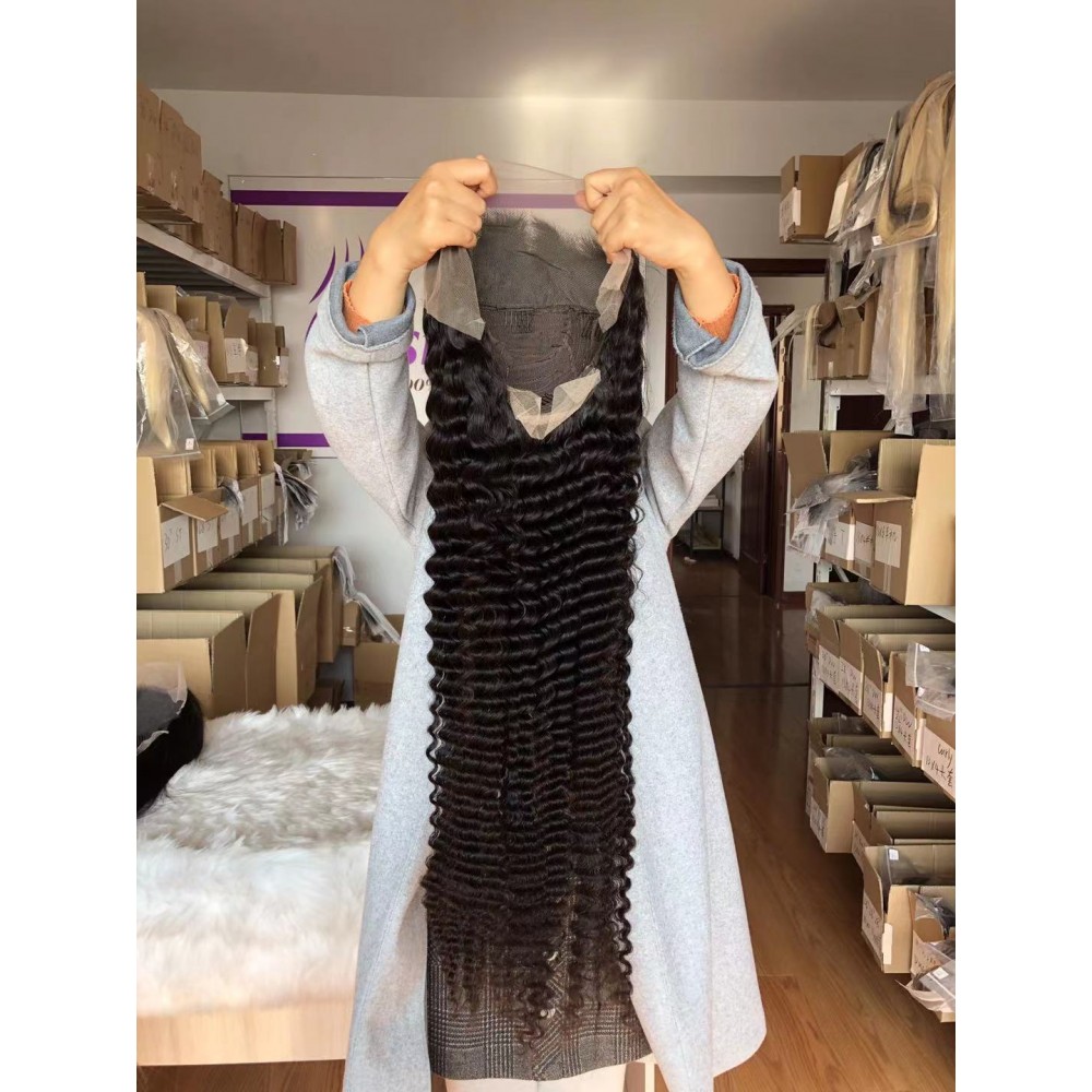 34inch long deep wave human hair lace front wigs 250% density 13x4 transparent lace front wig 34inch long deep wave human hair lace front wigs 250% density 13x4 transparent lace front wig