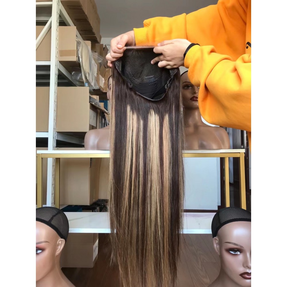 5X5 HD Lace Closure Wig Virgin Brazilian Human Hair 4 27 highlights color preplucked hairline 5X5 HD Lace Closure Wig Virgin Brazilian Human Hair 4 27 highlights color preplucked hairline