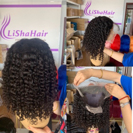 180% Density Jerry Curly Short 13X4 lace frontl Bob Wigs virgin human hair 