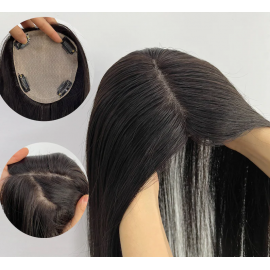 12x14cm (4.7x5.5'')base size indian human hair silk topper natural color in stock