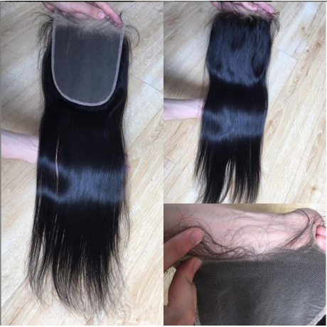  6x6 transparent Lace Closure Silky Straight / Body wave  Lace Closure preplucked hairline fedex free shipping