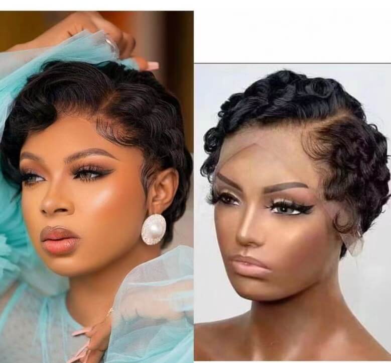 Full Lace Wig Pixie Cut style 100% Virgin Human Hair Wigs for Black Women