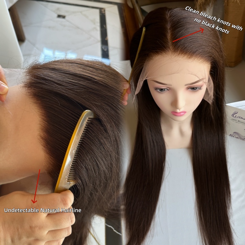 Ultra realistic Chocolate Brown Lace Front Wigs Straight Human Hair Wigs invisible knots 13x6 Hd Lace Frontal Wig
