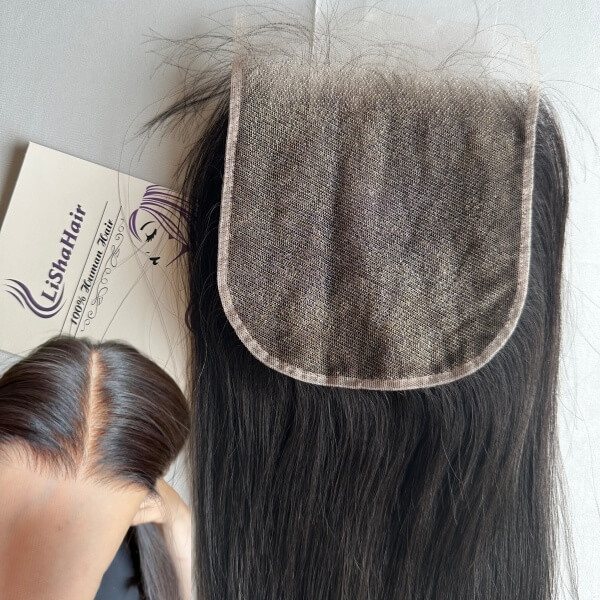 Raw Hair Invisible Knot HD Lace Closure Pre-Plucked Hairline Cuticle Aligned Human Hair Bleached Knot Lace Closure 5x5 Inch
